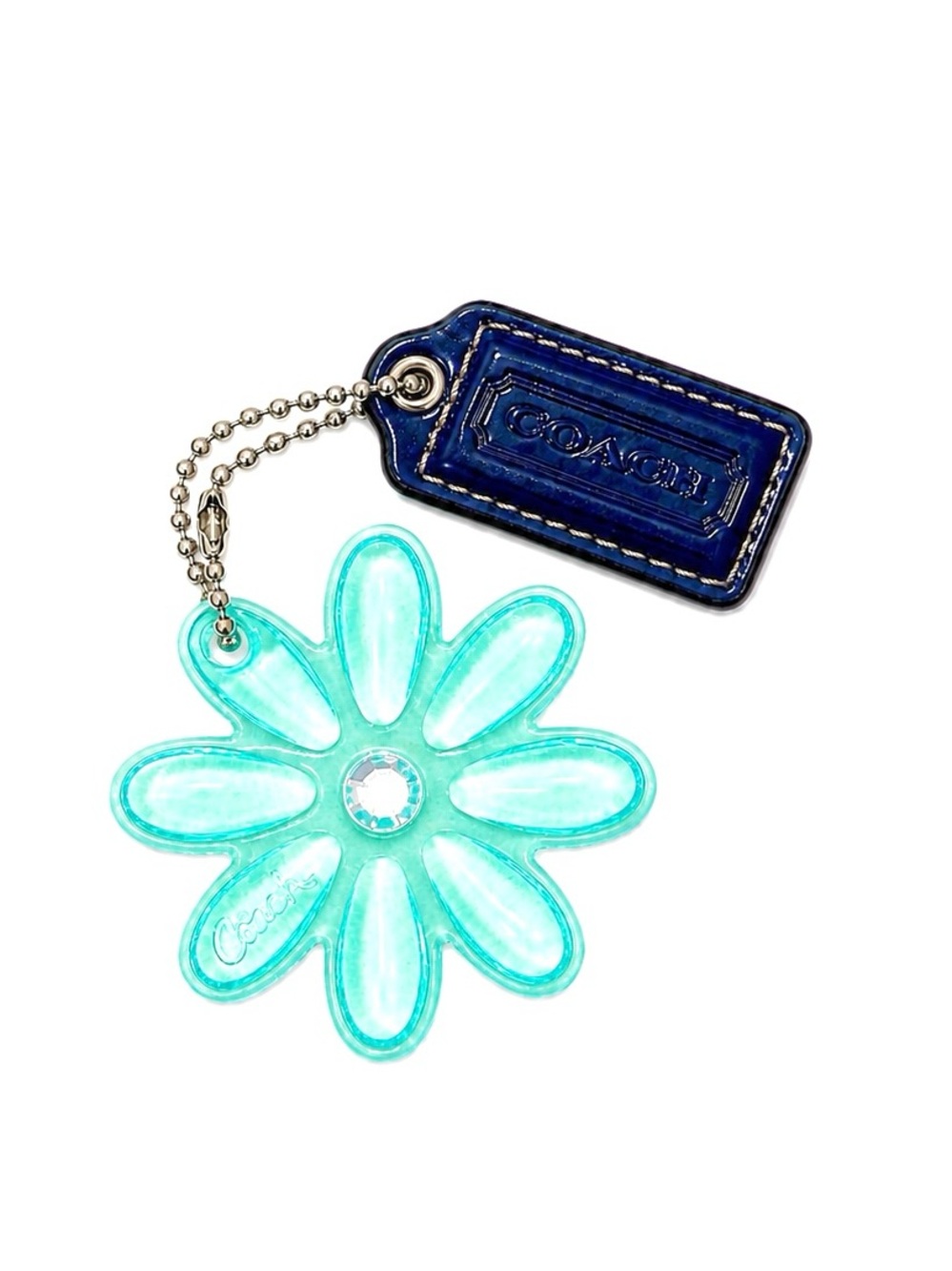 COACH Daisy Kyra Y2K Poppy Blue Acrylic Flower Charm with Blue Hang Tag Set
